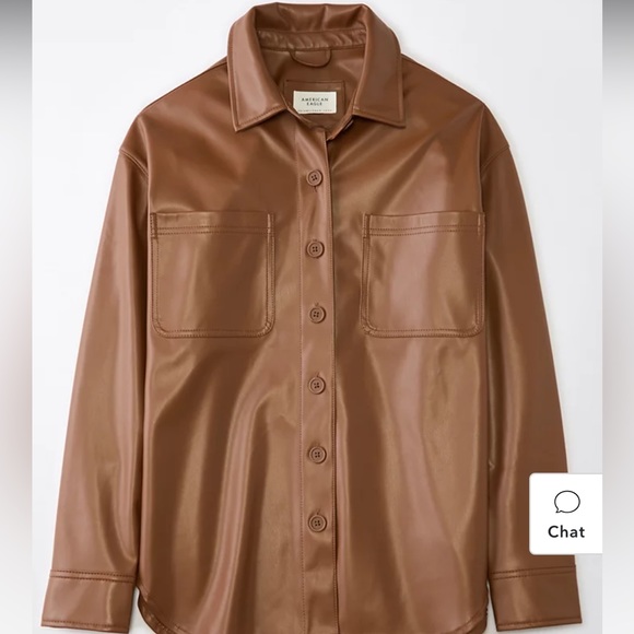 Online Only AE Oversized Vegan Leather Shacket - Picture 3 of 7